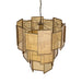 PTMD Loucas hanglamp van messing metaal en geel glas, 56x56x72 cm met een strak geometrisch ontwerp.