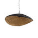 Zwarte PTMD hanglamp Majid van papier met golvend design en goudkleurige binnenzijde, 71x53x23 cm.