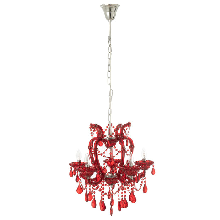 Hanglamp Rood Ijzer Antiek 53 cm 53x53x57 cm-Hanglampen-J-Line