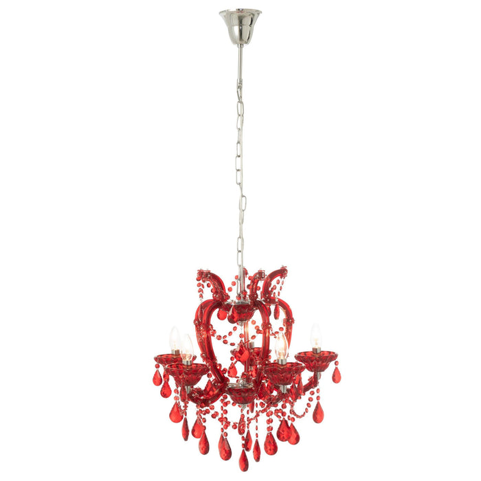 Hanglamp Rood Ijzer Antiek 53 cm-Tafellampen-J-Line