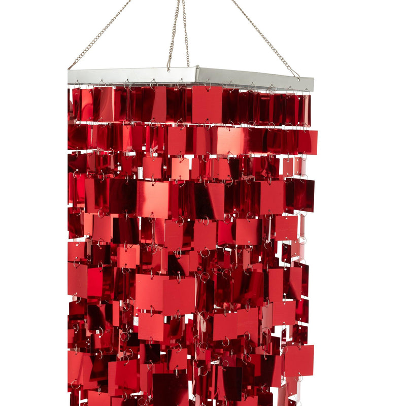 Hanglamp Rood Pvc Vierkant 30 cm 30x30x122 cm-Hanglampen-J-Line