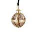 Ronde PTMD hanglamp in goudkleurig messing met glazen details, 46x46x66 cm.
