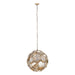 PTMD Tijdloze hanglamp in goudkleurig glas met geometrisch design, afmeting 49x49x50 cm.