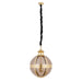 PTMD Tijdloze hanglamp met ronde glazen bol, messingkleurige details en zwarte ketting, 56x56x76 cm.
