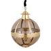 Grote ronde PTMD hanglamp van goudkleurig messing en glas, 66x66x91 cm, met een stijlvol en decoratief bolvormig design.
