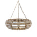 PTMD Tijdloze hanglamp van 70x70x21 cm met goudkleurig messing frame en decoratieve glazen panelen.