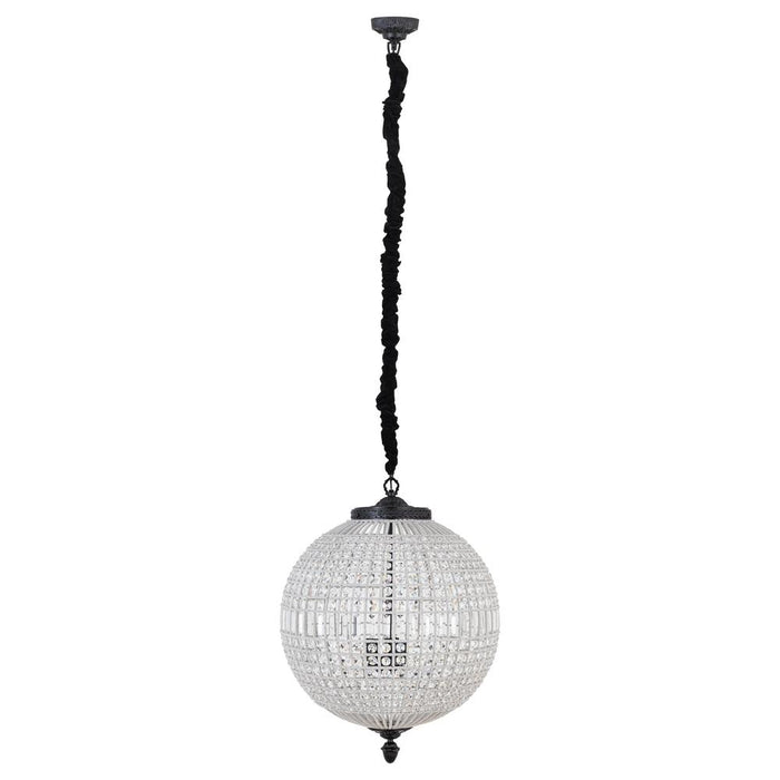 Hanglamp Tijdloze Uit Kristal, Glas, Metaal Grijs 65x65x85 cm-Hanglampen-PTMD
