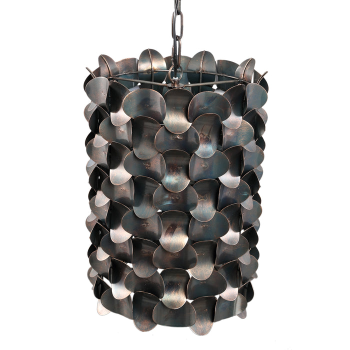 PTMD Tijdloze hanglamp van zwart ijzer met een decoratief cirkelvormig lijnenspel, 32x32x148 cm.