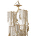 PTMD Wilco hanglamp van 98 cm in messingkleurig gegoten aluminium met decoratieve kettingen en organische accenten.