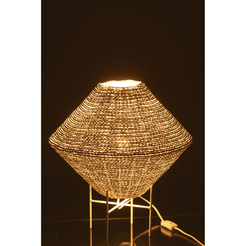 Hanglamp Wit Raffia L 40 cm 40x40x32 cm-Hanglampen-J-Line