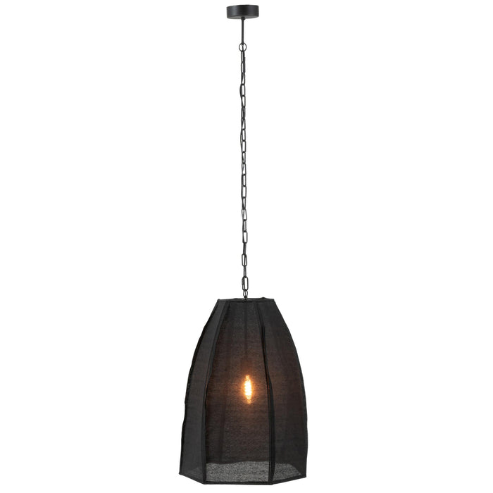Hanglamp Zwart Linnen 42 cm-Tafellampen-J-Line
