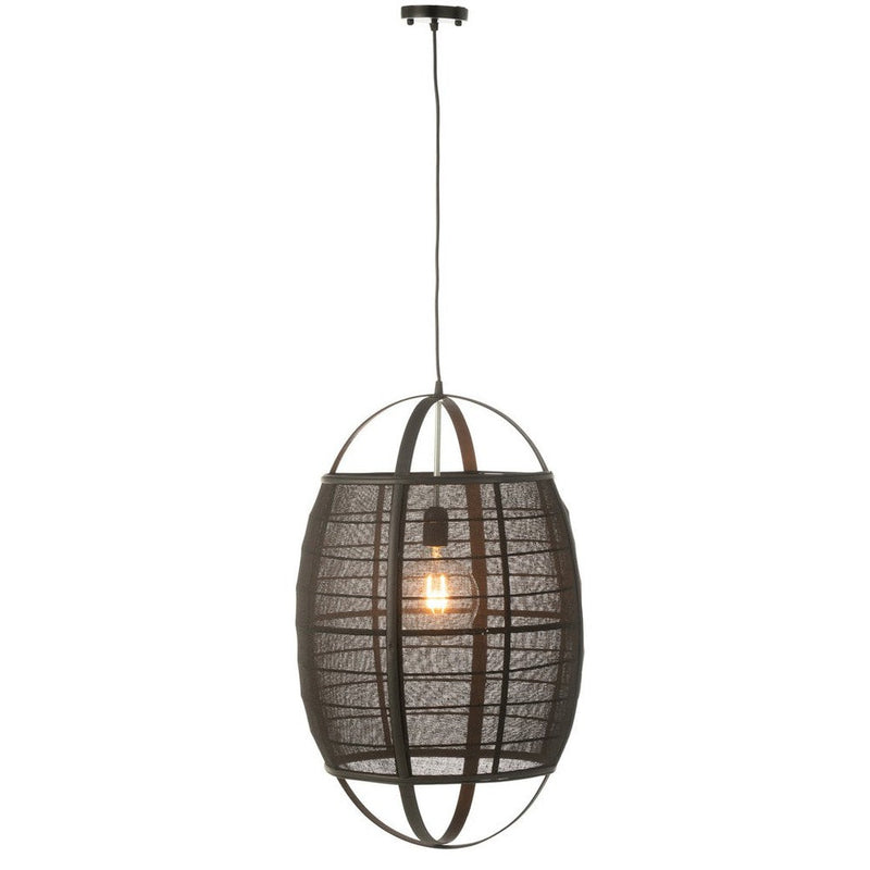 Hanglamp Zwart Linnen 43 cm 43x43x66 cm-Hanglampen-J-Line