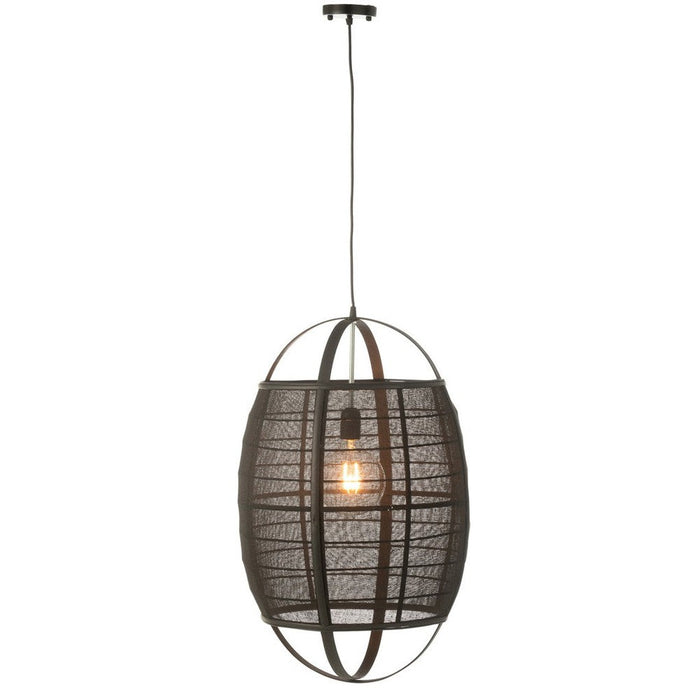 Hanglamp Zwart Linnen 43 cm 43x43x66 cm-Hanglampen-J-Line