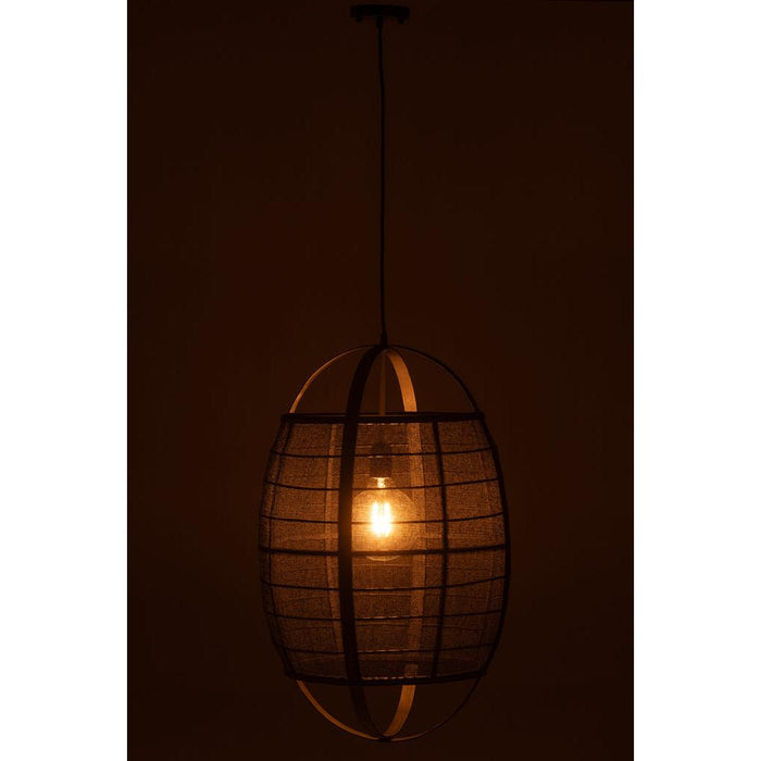 Hanglamp Zwart Linnen 43 cm-Tafellampen-J-Line