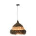 Hanglamp Zwart Raffia Rond 36 cm 36x36x40 cm-Hanglampen-J-Line