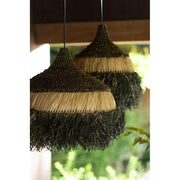 Hanglamp Zwart Raffia Rond 36 cm 36x36x40 cm-Hanglampen-J-Line
