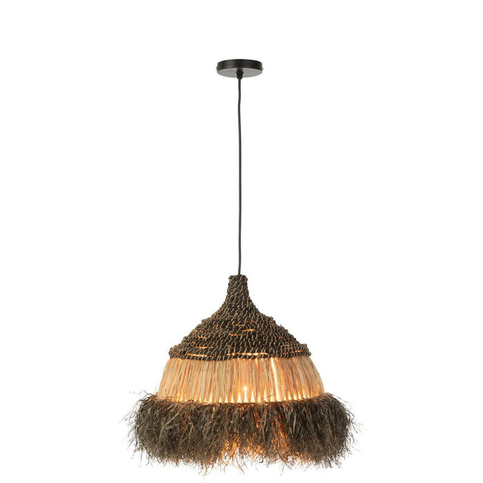 Hanglamp Zwart Raffia Rond 36 cm-Hanglampen-J-Line
