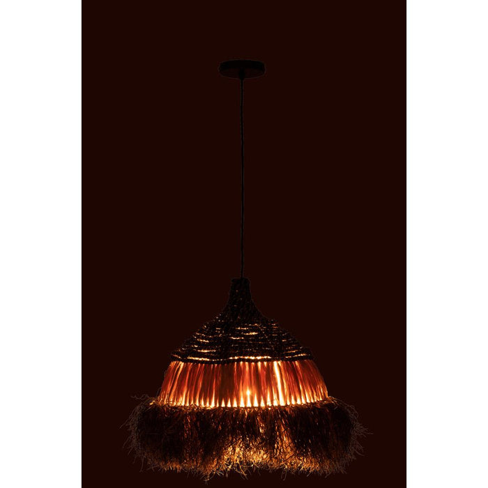 Hanglamp Zwart Raffia Rond 36 cm-Hanglampen-J-Line