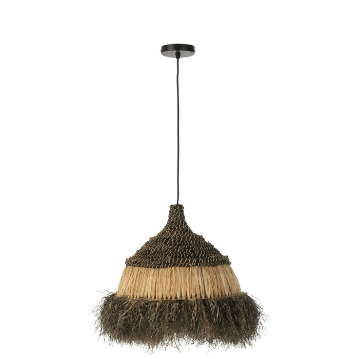 Hanglamp Zwart Raffia Rond 36 cm-Hanglampen-J-Line
