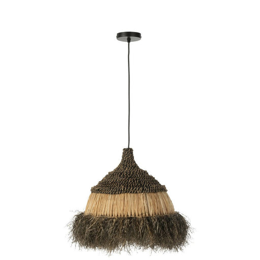 Hanglamp Zwart Raffia Rond 36 cm-Hanglampen-J-Line
