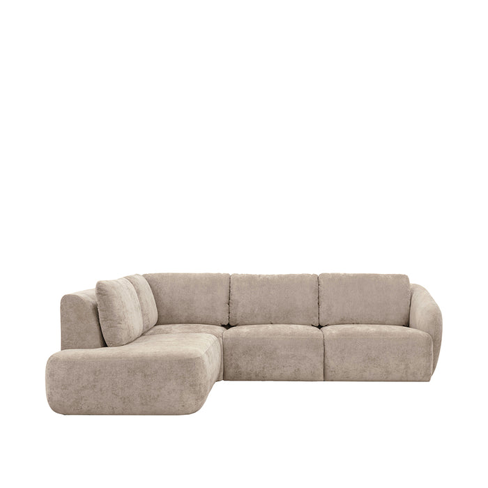 Hoekbank Matteo Fluweel Beige Links-Hoekbanken-LABEL51