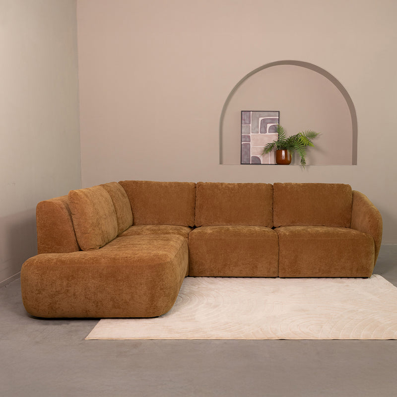 Hoekbank Matteo Fluweel Dark Honey Maloy Links 270x239x85 cm-Hoekbanken-LABEL51