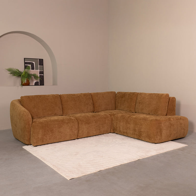 Hoekbank Matteo Fluweel Dark Honey Maloy Rechts 270x239x85 cm-Hoekbanken-LABEL51