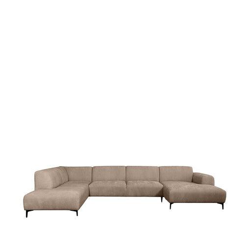 Hoekbank Merido Fluweel Taupe Raven | Zwart Metaal 380x218x78 cm-3-Zitsbanken-LABEL51
