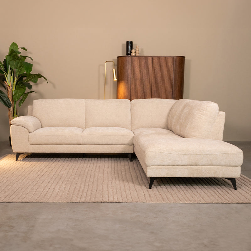 Hoekbank Santino Chenille Naturel Rechts 257x215x85 cm-Hoekbanken-LABEL51