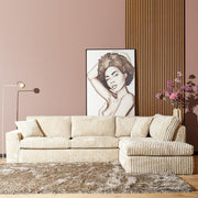 Hoekbank Teddy Ribstof Beige 80x100 cm-Hoekbanken-Starfurn