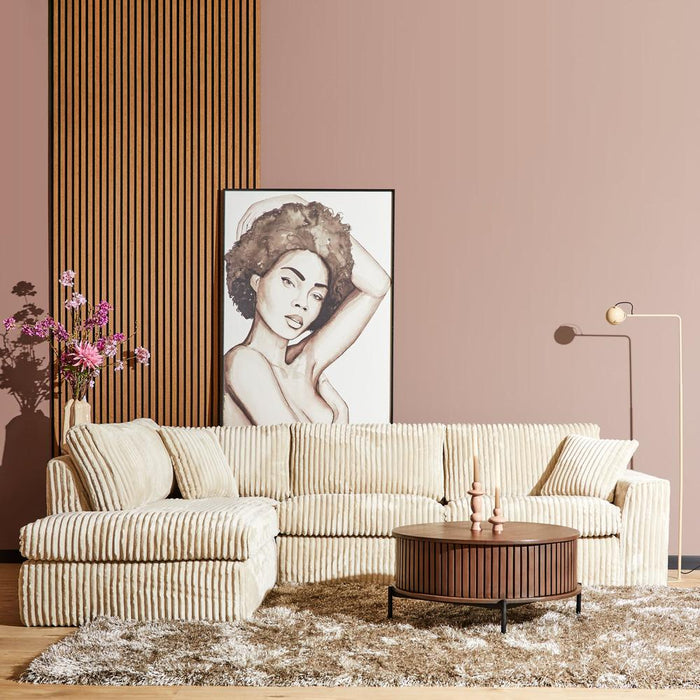 Hoekbank Teddy Ribstof Beige-Hoekbanken-Starfurn