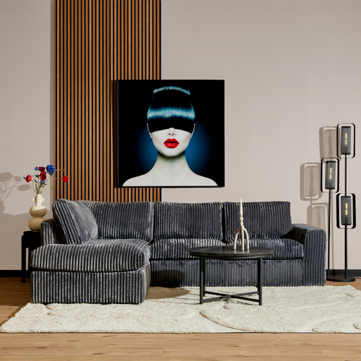 Hoekbank Teddy Ribstof Donkergrijs 271x199x87 cm-Hoekbanken-Starfurn