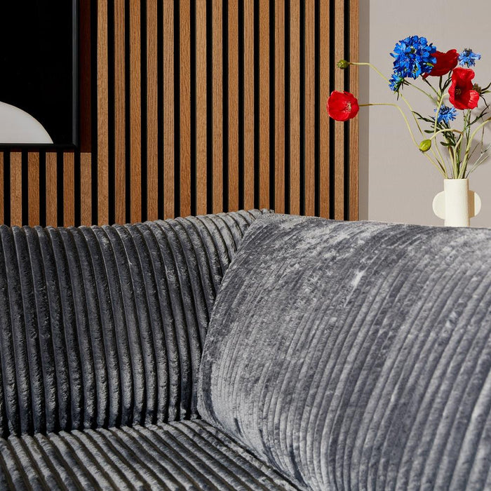 Hoekbank Teddy Ribstof Donkergrijs 80x100 cm-Hoekbanken-Starfurn