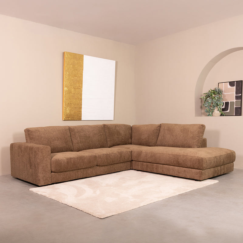 Hoekbank Valero Chenille Retro Taupe Tresor Rechts 294x257x82 cm-Hoekbanken-LABEL51