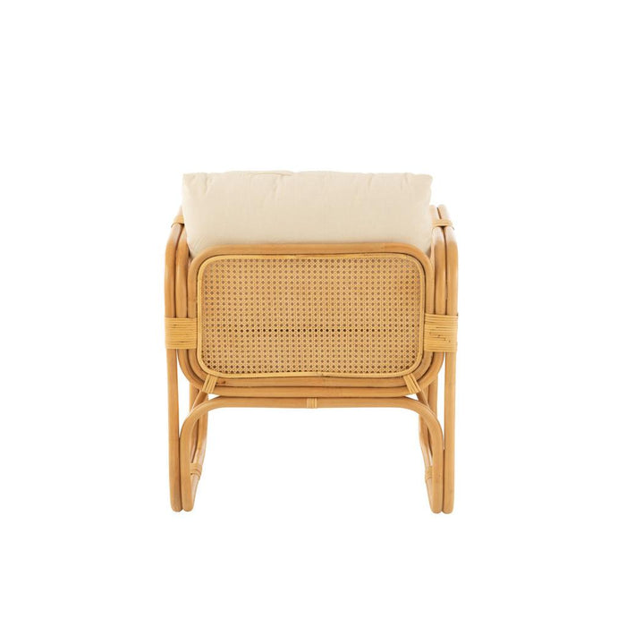 J-Line Armstoel+kussen Rotan/textiel naturel/wit-Fauteuils-J-Line