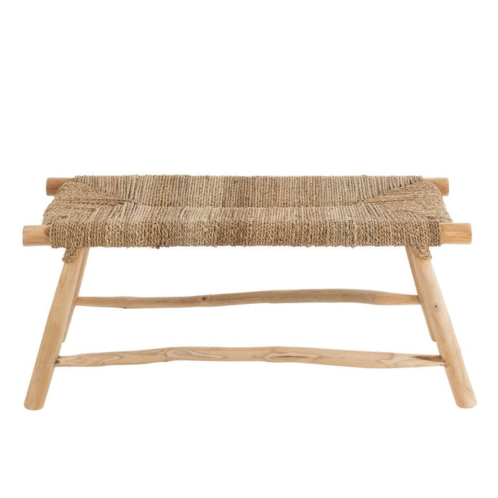 J-Line Bank Timo gras/teak hout naturel-Eetkamerbanken-J-Line