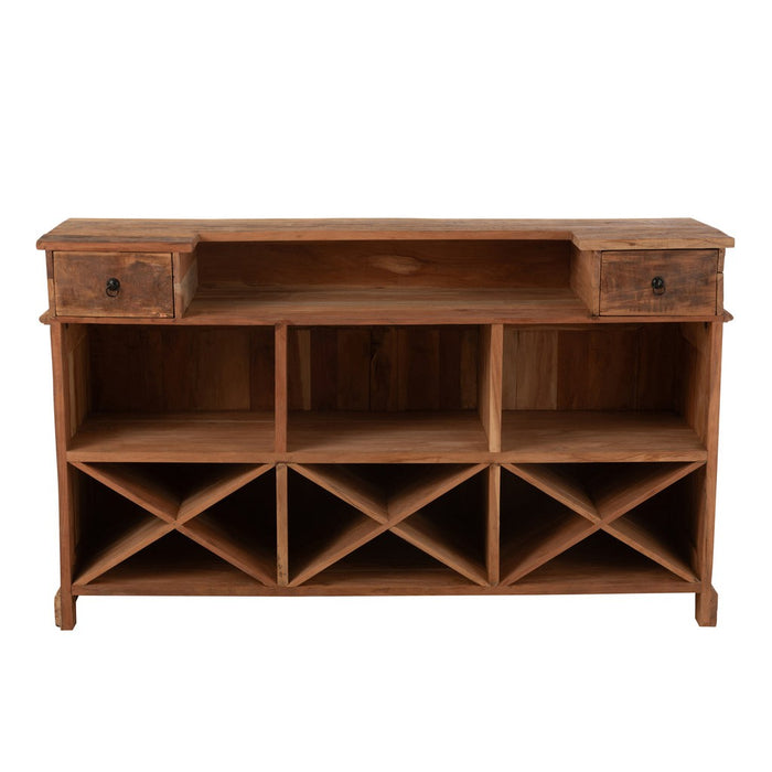 J-Line Bar 2 lades gerecycleerd hout naturel-Wijnrekken-J-Line