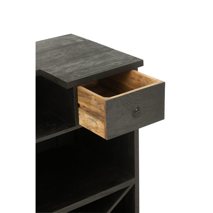 J-Line Bar 2 lades mango hout zwart-Wijnrekken-J-Line