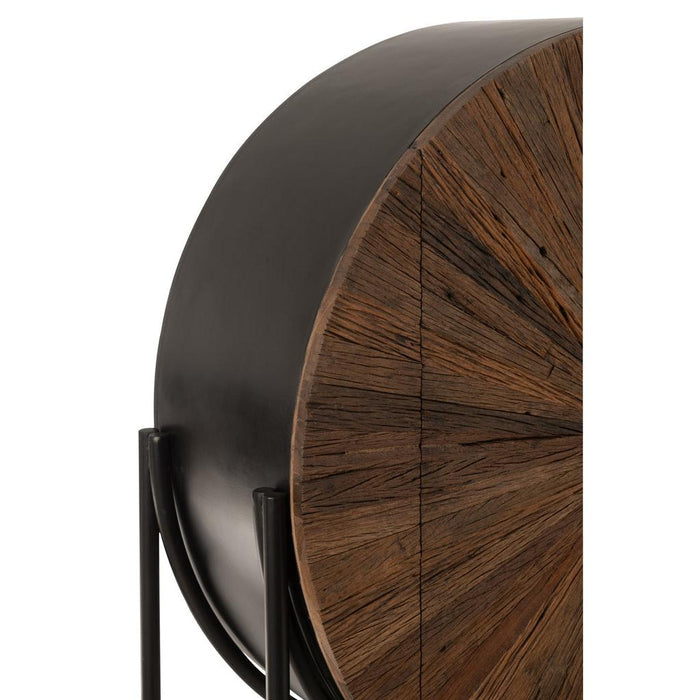 J-Line Bar Shanil gerecycleerd hout/mdf bruin/zwart-Wijnkasten-J-Line