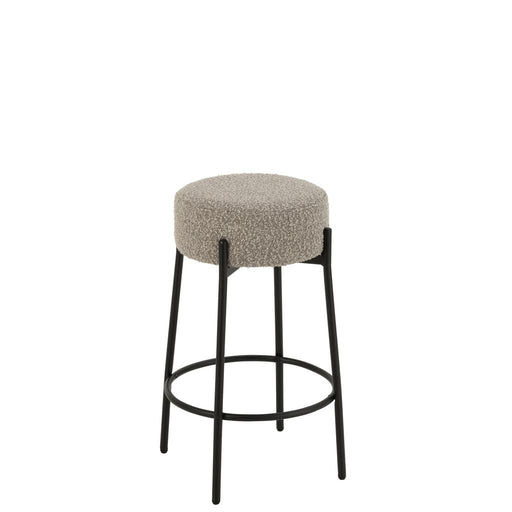 J-Line Barkruk boucle multiplex/polyester grijs/zwart-Barkrukken-J-Line