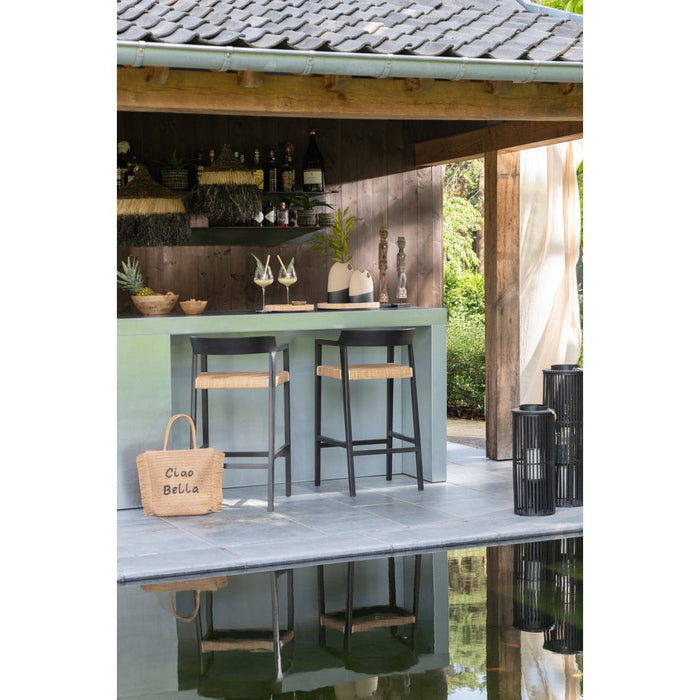 J-Line Barstoel Emma teakhout zwart/bruin-Barkrukken-J-Line