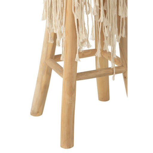 J-Line Barstoel Franjes hout/macrame wit-Krukken-J-Line