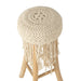 J-Line Barstoel Franjes hout/macrame wit-Krukken-J-Line