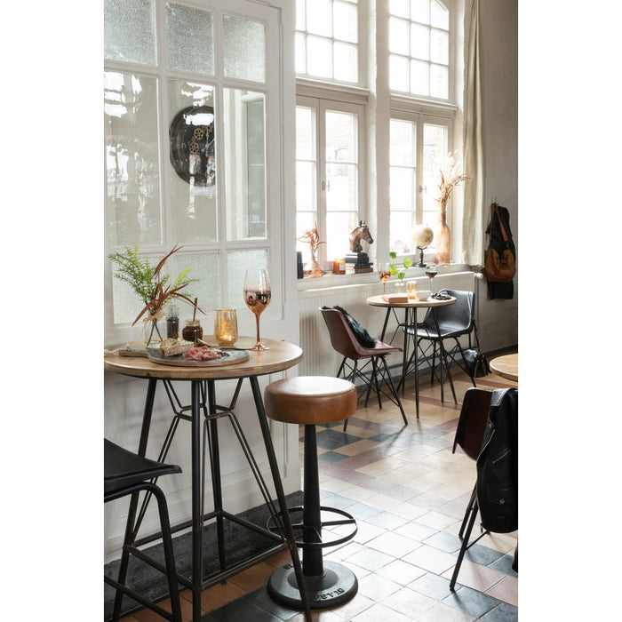 J-Line Barstoel Leder/metaal bruin-Barkrukken-J-Line