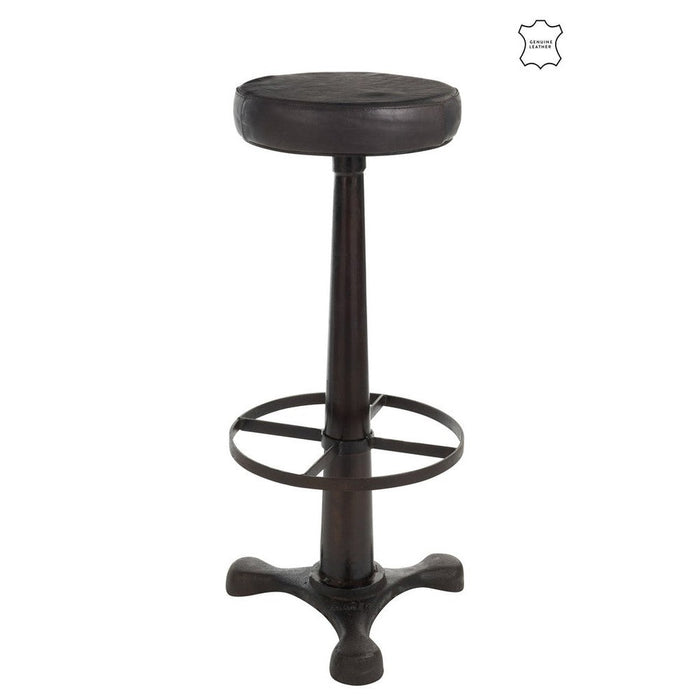 J-Line Barstoel Leder/metaal zwart-Barkrukken-J-Line