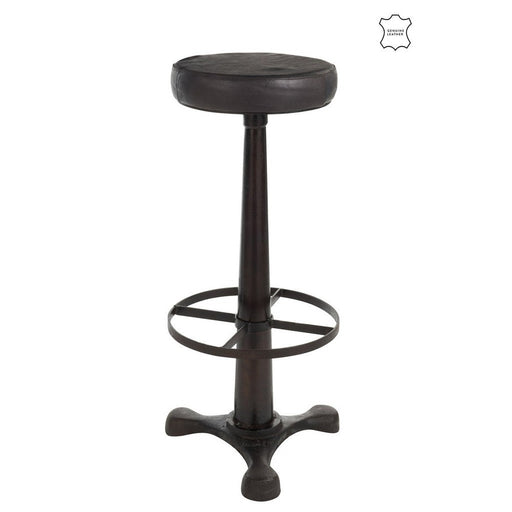 J-Line Barstoel Leder/metaal zwart-Barkrukken-J-Line