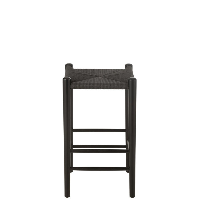 J-Line Barstoel Orientaal beukenhout/touw zwart-Barkrukken-J-Line