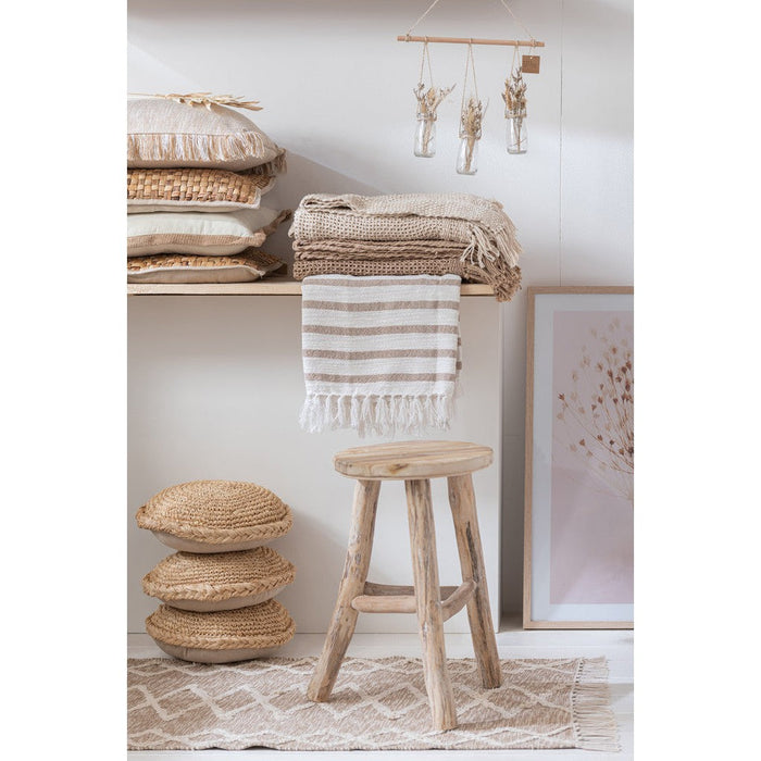 J-Line Barstoel Rond hout white wash m-Krukken-J-Line