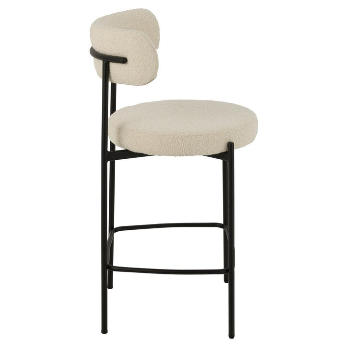 J-Line Barstoel boucle multiplex/polyester wit/zwart-Barkrukken-J-Line