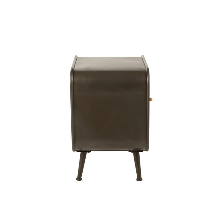 J-Line Bijzettafel 1 lade metaal/hout zwart/naturel-Bijzettafels-J-Line